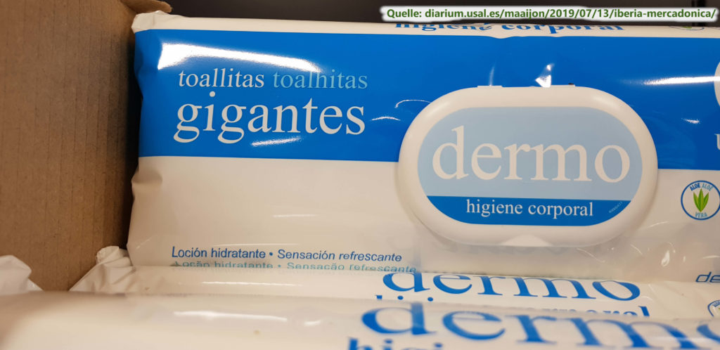 Die Verpackung von Feuchttüchern auf Spanisch und Portugiesisch